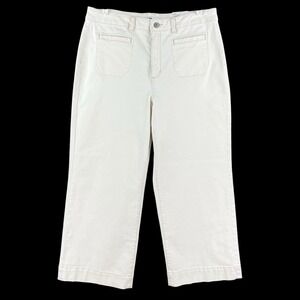 Sonoma Women's Wide Leg Ivory/Ecru Ankle Pants Size 16 Stretch High Rise NWT